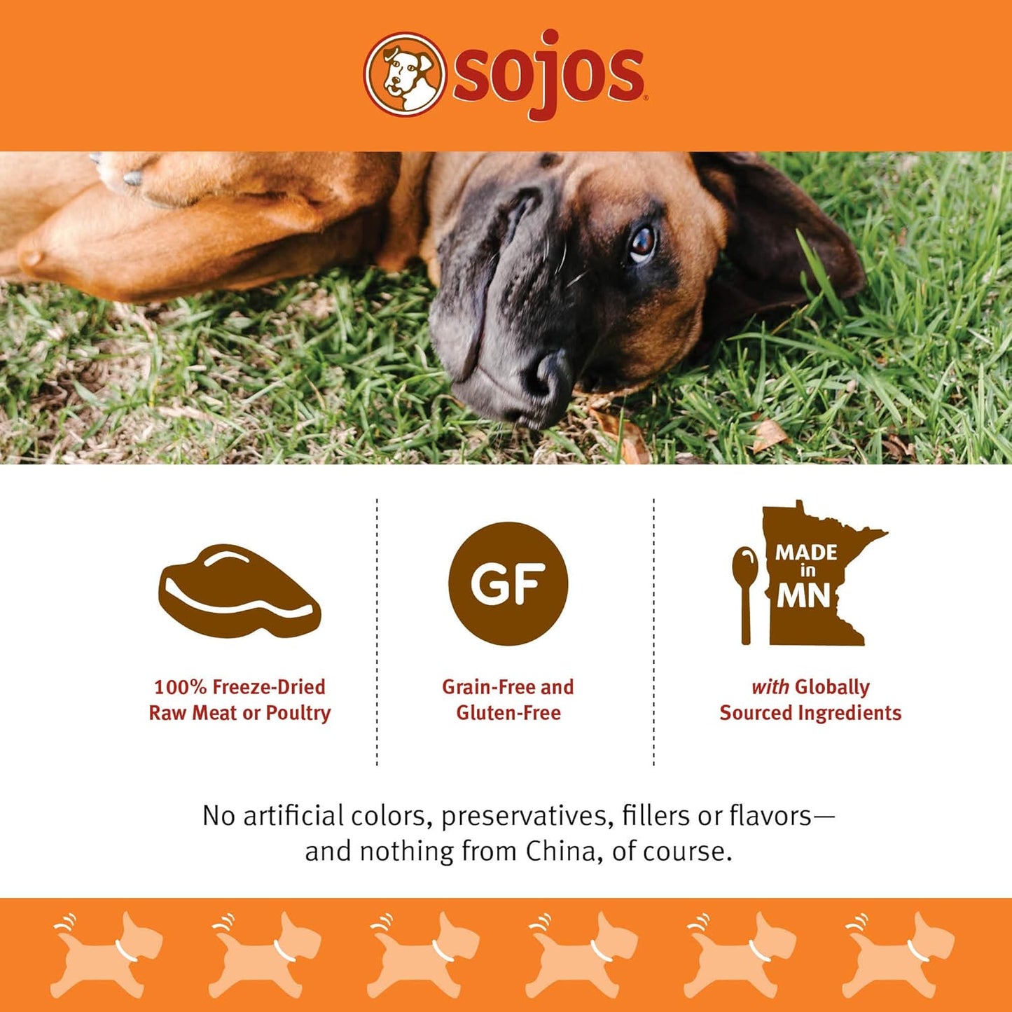 SOJOS Natural Pet Food Simply Beef Freeze-Dried Dog Treats, 4 oz, Yellow
