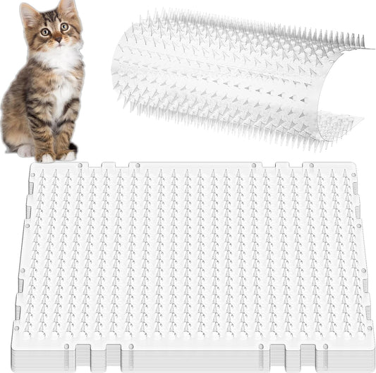 SHENLIU 16 Pieces Cat Deterrent Mat, 16 x 13 Inches Clear Plastic Cat Deterrent Repellent Mat with Spikes Keep Dogs Off Counter Anti Pet for Outdoor Indoor Plants Garden Sofa Window