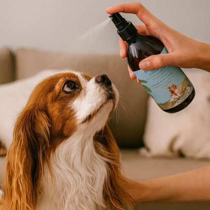 The 100% Natural Dog Cologne Spray - Tropical Bliss Dog Perfume - Calming- Vegan - Chamomile, Calendula & Aloe Vera calming - Pet Deodorizing Spray - Made in the UK - 10 Fl Oz