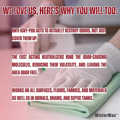 Mister Max Anti Icky Poo Pet Urine Enzyme Cleaner & Feces Odor Remover, Enzymatic Cleaner for Dog & Cat Urine, Pet Odor Remover Spray, 1 Gallon & Quart Size Original Scent