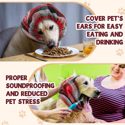 Xuniea 3 Pcs S, M, L Plush Snood for Dogs Hoodie Quiet Head Ear Cover Earmuffs for Noise Bath Grooming and Drying Head Protection Noise Cancelling Anxiety Relief Dog Neck and Ear Warmer