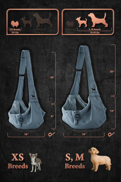 Noah & Paw Dog Sling Carrier for Small Dogs 5-18lb, Dog Sling for Small Dogs and Cats, Dog Carrier with Adjustable Padded Strap, Premium Twill, Lined with Fur, Double Safety Feature, Machine Washable