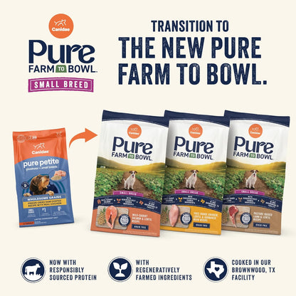CANIDAE Pure Petite Premium Dry Dog Food for Small Breeds, Chicken & Wholesome Grains Recipe, 4 lbs.