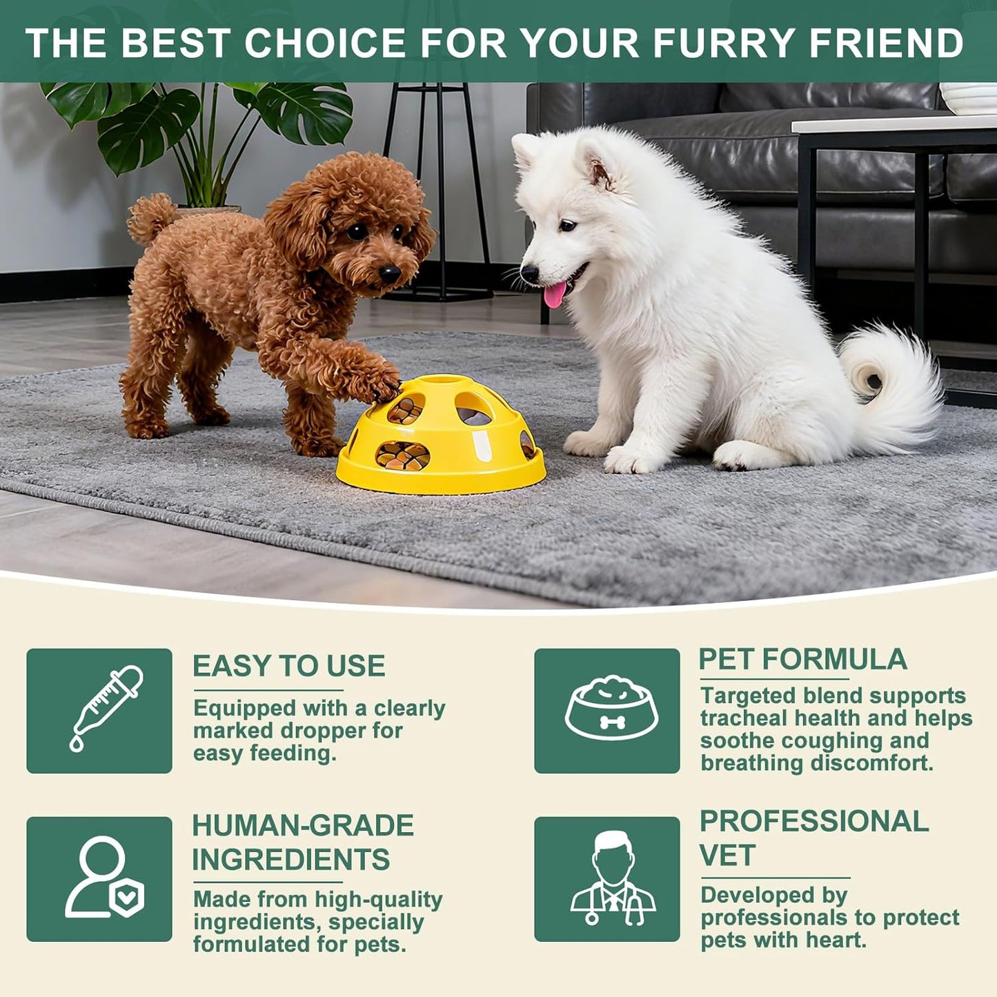 Collapsed Trachea Treatment for Dogs, Cough for Dogs, Trachea Cough Elixir, Natural Herbal Supplements Relieves Cough and Helps Soothe The Throat (2 FL OZ)