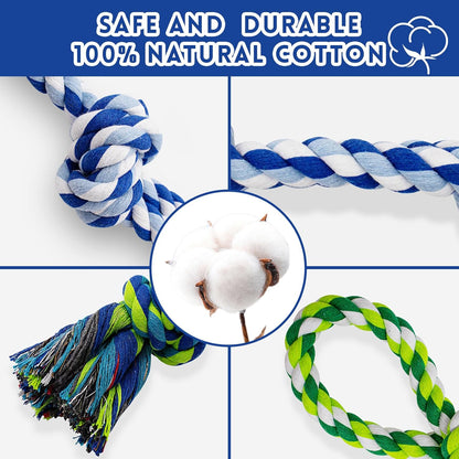 [3 Pack] Dog Rope Toys for Large and Medium Aggressive Chewers, Nearly Indestructible Rope Chew Toys, Heavy Duty 100% Cotton Tug of War Dog Toy for Boredom, Teeth Cleaning