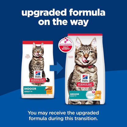 Hill's Science Diet Indoor, Senior Adult 7+, Easy Litter Box Cleanup, Dry Cat Food, Chicken Recipe, 7 lb Bag