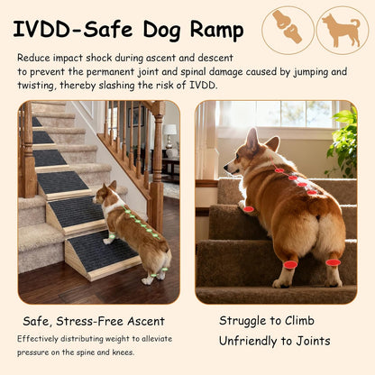 Dog Ramp for Stairs, Non-Slip Dog Stairs, Low-Angled Pet Ramps for Small Dogs and Cats, Medium Dogs, Step and Stair Assist for Injured and Older Pets, 2 Pack