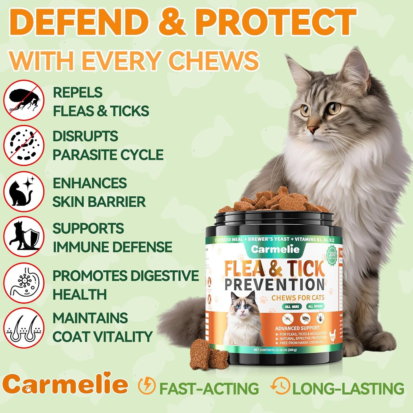 Cat Flea Chews + Dog Flea Drops Bundle – 200 Chicken-Flavored Chews for Cats + Topical Herbal Drops for Dogs – Natural Flea & Tick Prevention for Multi-Pet Homes