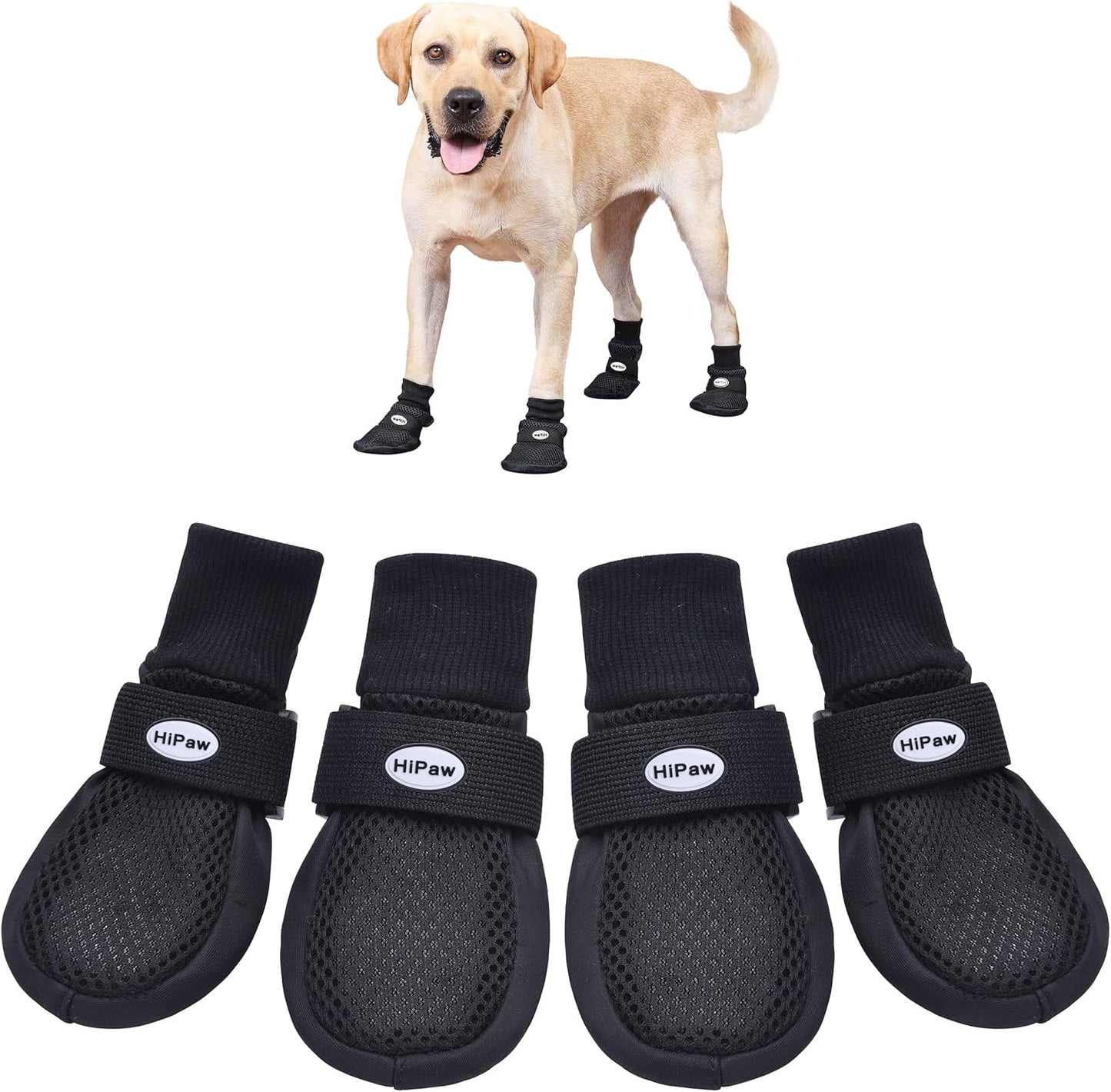 Hipaw Breathable Dog Shoes for Medium Large Dogs,Comfortable Dog Boots with Non-Slip Soles,Paw Protectors for Cold or Hot Pavement,Dog Booties for Hardwood Floors Daily Walking