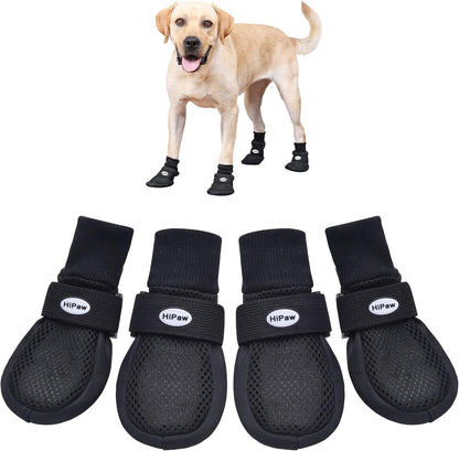 Hipaw Breathable Dog Shoes for Medium Large Dogs,Comfortable Dog Boots with Non-Slip Soles,Paw Protectors for Cold or Hot Pavement,Dog Booties for Hardwood Floors Daily Walking