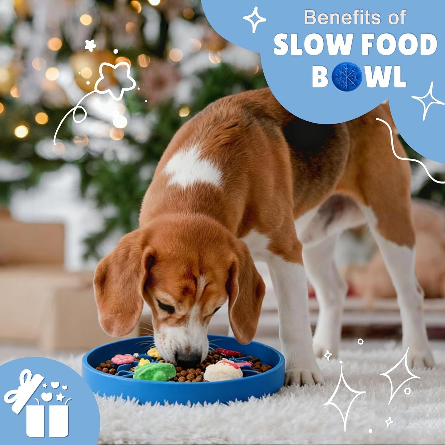 2 in 1 Slow Feeder Dog Bowls with Suction Cups,Silicone Lick Mat for Dogs,DIY Wet or Dry Food,Slow Feeder & Non-Slip Design & Dishwasher Safe,Treat Mat Puzzle for Dogs Cat,UU Bowl,Navy,Flower Lick Pad