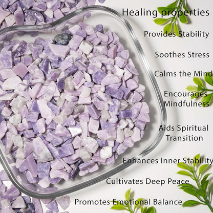 Lepidolite Crystal Chips 2lb (1200+ pcs) – 8-15mm Natural Purple Mica Stones for Aquarium Gravel, Terrarium Decor, Plant Healing,Jewelry Making, Anxiety Relief & Spiritual Gifts