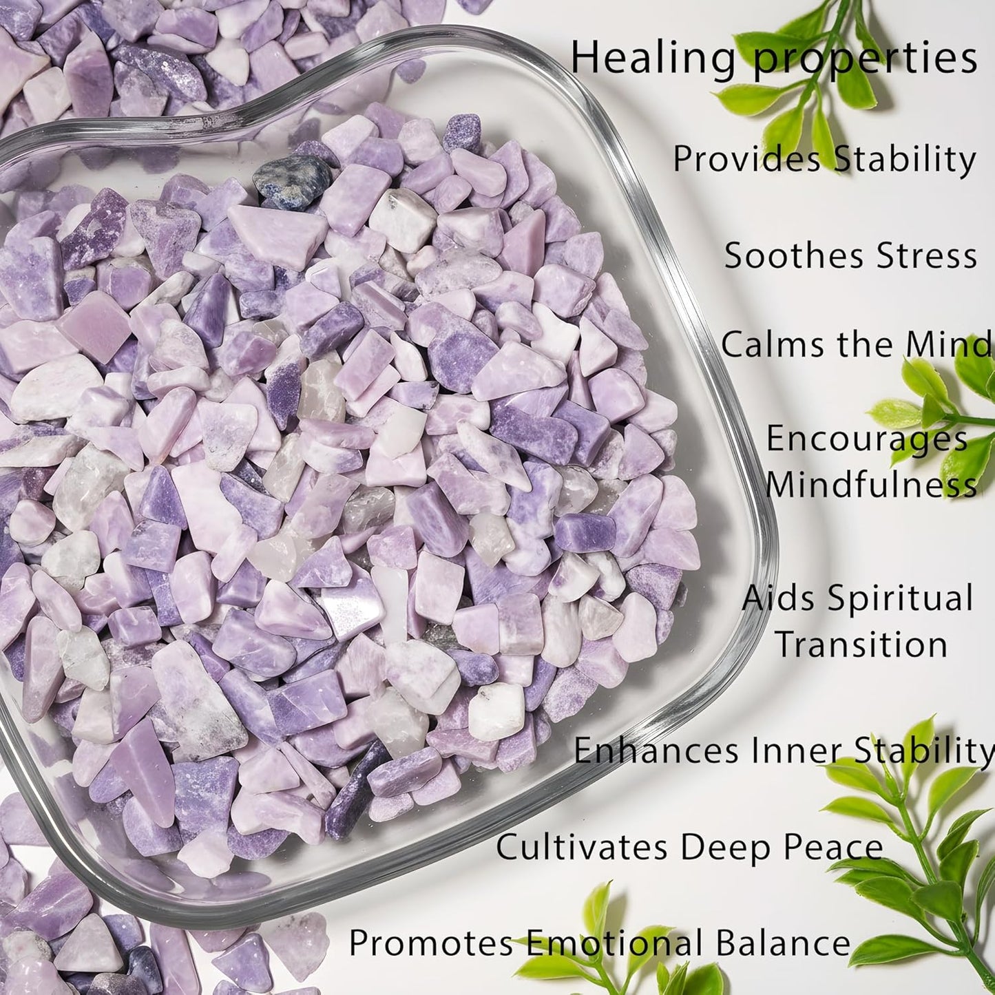 Lepidolite Crystal Chips 2lb (1200+ pcs) – 8-15mm Natural Purple Mica Stones for Aquarium Gravel, Terrarium Decor, Plant Healing,Jewelry Making, Anxiety Relief & Spiritual Gifts