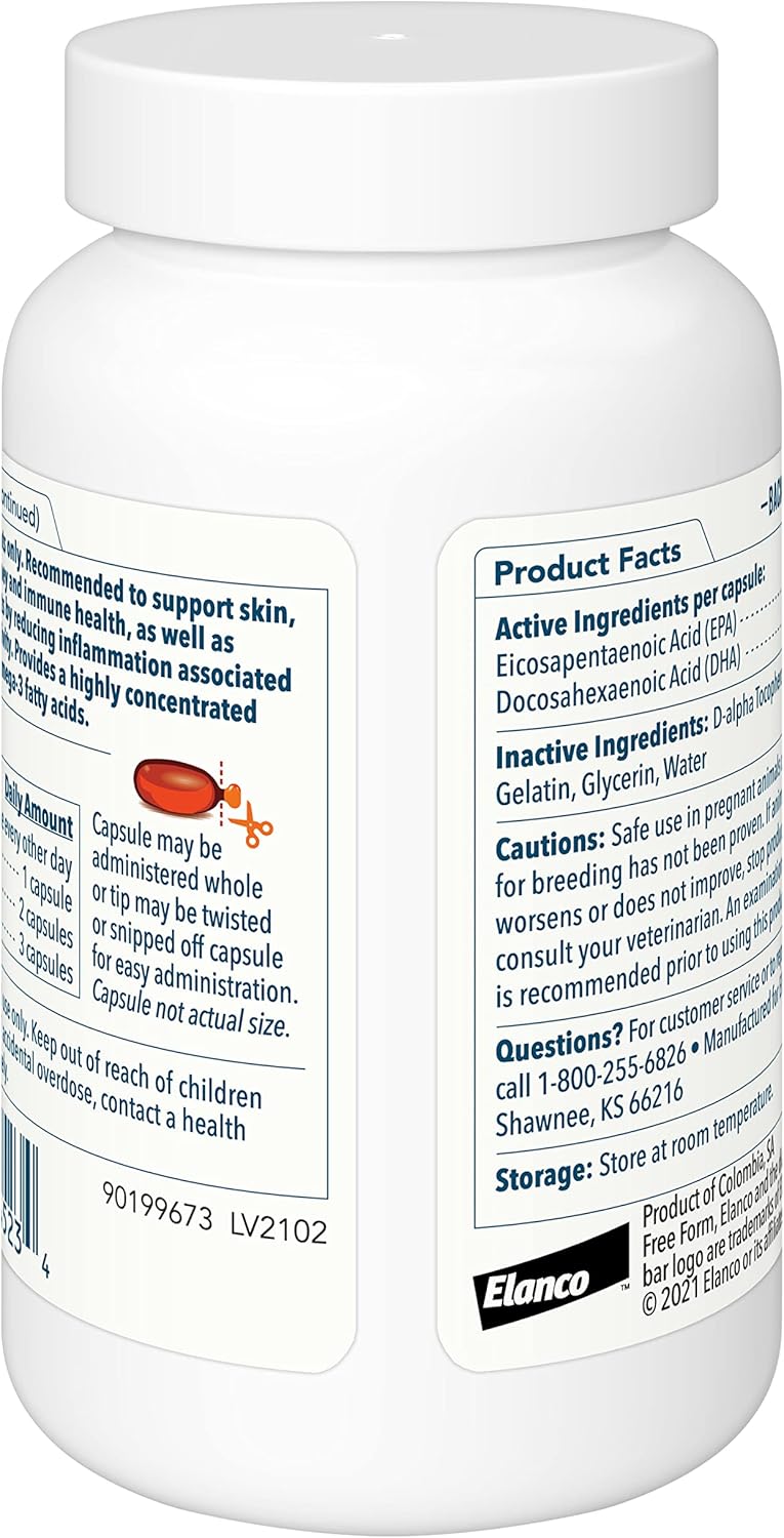 Free Form Snip Tips Omega-3 Fish Oil Liquid Supplement for Small Dogs and Cats, 60 Count