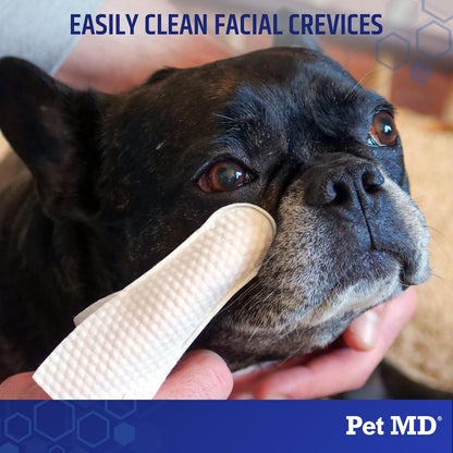 Pet MD Finger Wipes - Tear Stain Remover for Dogs & Cat Eye Wipes - Dog Eye Wipes for Discharge and Crust - Fragrance-Free & Hypoallergenic Face and Eye Cleaner - 50ct