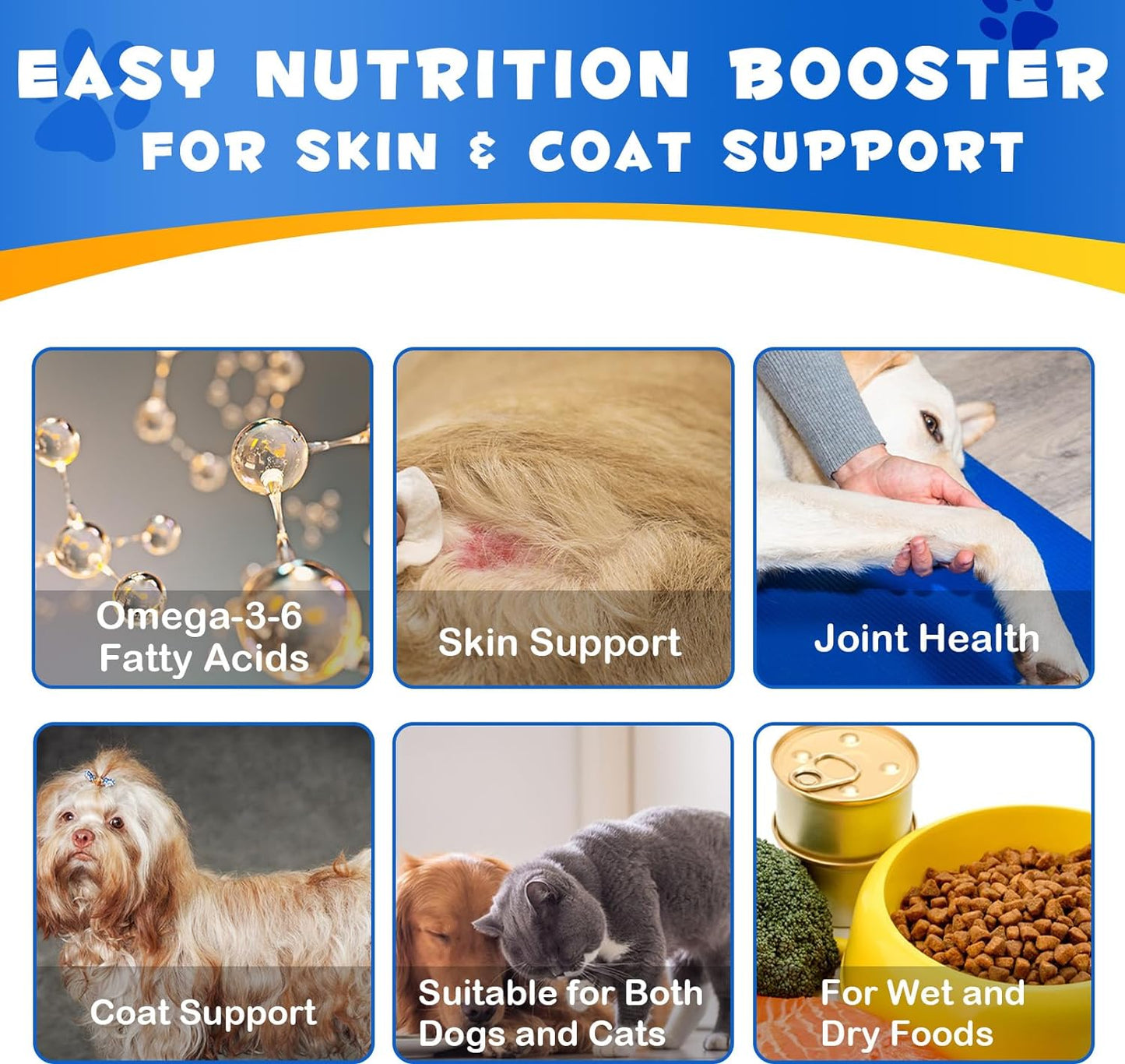 Omega 3 Fish Oil for Dogs -8.8 FL.OZ Salmon Oil for Dogs & Cats - Dog Fish Oil Supplement - Omega 3 Fish Oil for Pet Skin and Coat, Shedding, EPA + DHA, golden