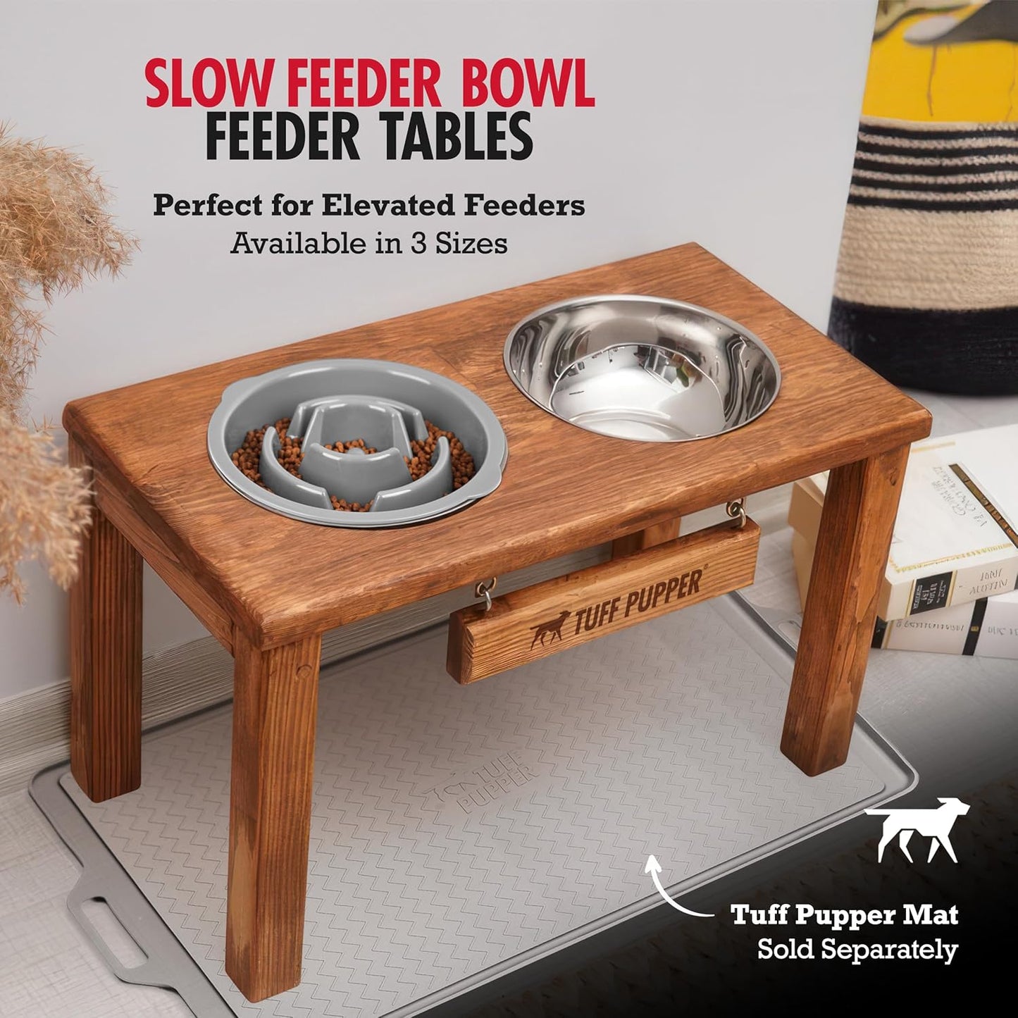 Tuff Pupper Slow Feeder Insert Bowl | Puzzle Maze Slows Down Eating | Elevated Feeder Tray Bowls | Standalone Dog Bowl | Pet Bowls Insert | Easy Clean Dishwasher Safe (2 Cups - Fits 7.5-8 Inch Hole)