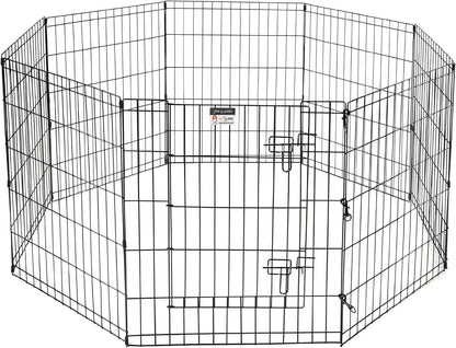 Dog Playpen - Foldable Metal Exercise Puppy Play Pen with 8 24x30in Panels - Indoor/Outdoor Pen with Door for Dogs, Cats or Small Animals by PETMAKER