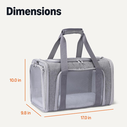 Amazon Basics Soft Cat & Dog Carrier with Adjustable Shoulder Strap, Airline-Approved, Foldable and Portable Design, Mesh Ventilation