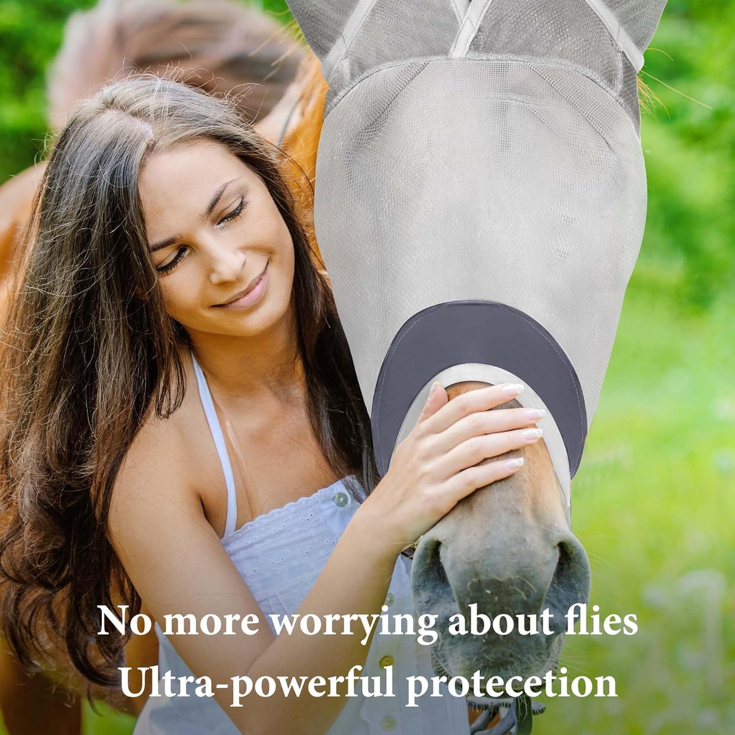 Horse Fly Mask, Super Comfort Fly Masks for Horses, Adjustable UV Protection Breathability Horses Fly Masks with Ears, Pony Mini Equine Fly Mask for Miniature Foal Draft Cob Srabian Full (Gray, L)