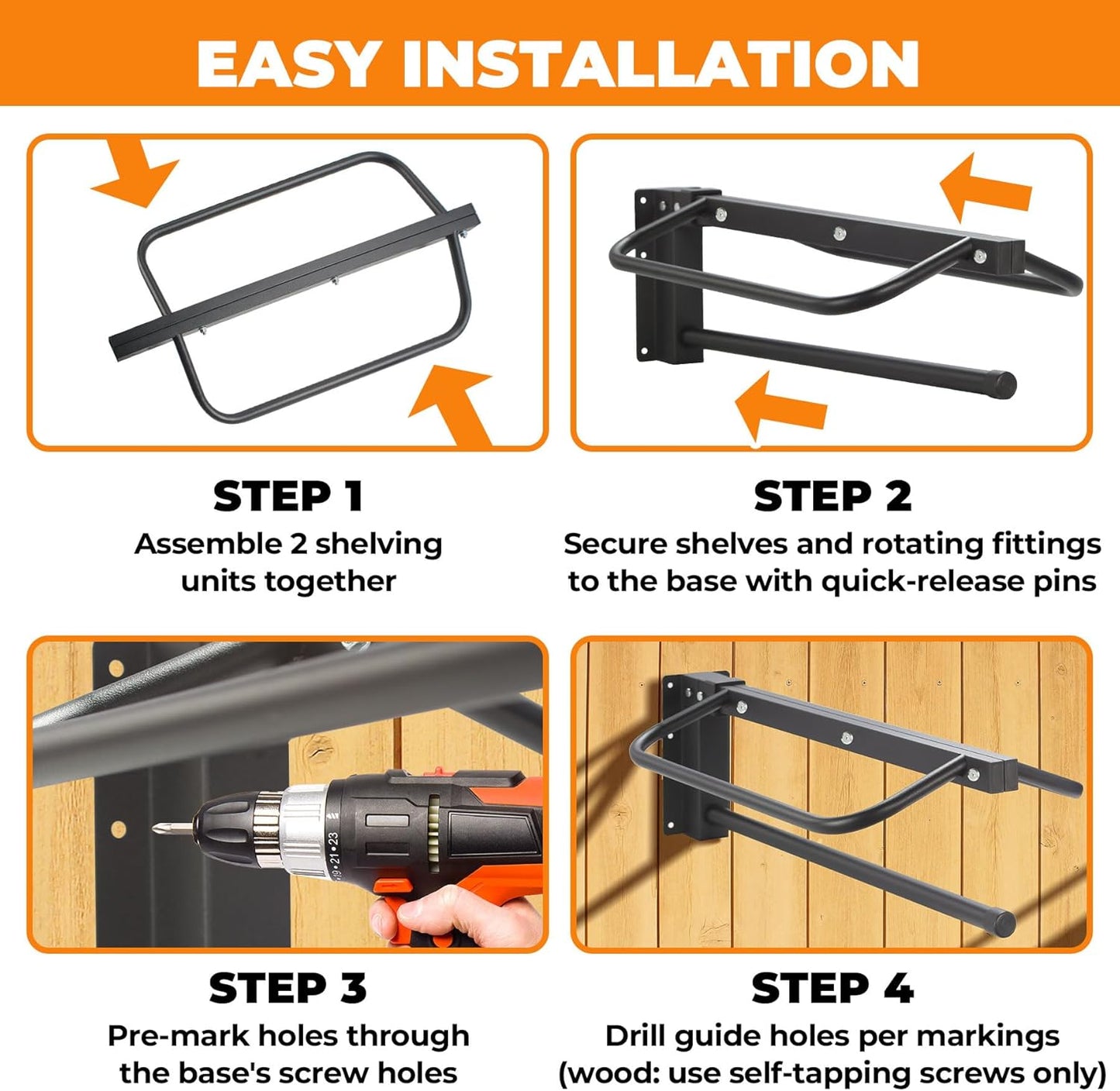 4 Pack Saddle Rack with Pad Bar,Heavy Duty Wall Mounted Saddle Rack, Saddle Stand Detachable for Western Style Saddles,Horse Tack Storage,Black