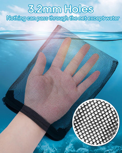 10 PCS Filter Bags for Fish Tank Large Hole, Durable Nylon Mesh Aquarium Media Bag, Reusable Zipper Filter Media Bag (7.9 x 5.5 Inch)