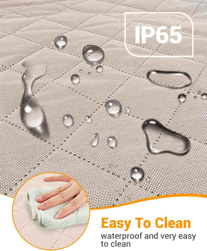 Dog Car Seat Cover, 600D Heavy Durable Dog Seat Cover for Back Seat, 100% Waterproof Scratch Proof Nonslip Dog Hammock for Car with Side Flap, Pet Back Seat Covers for Cars with Seatbelt Khaki