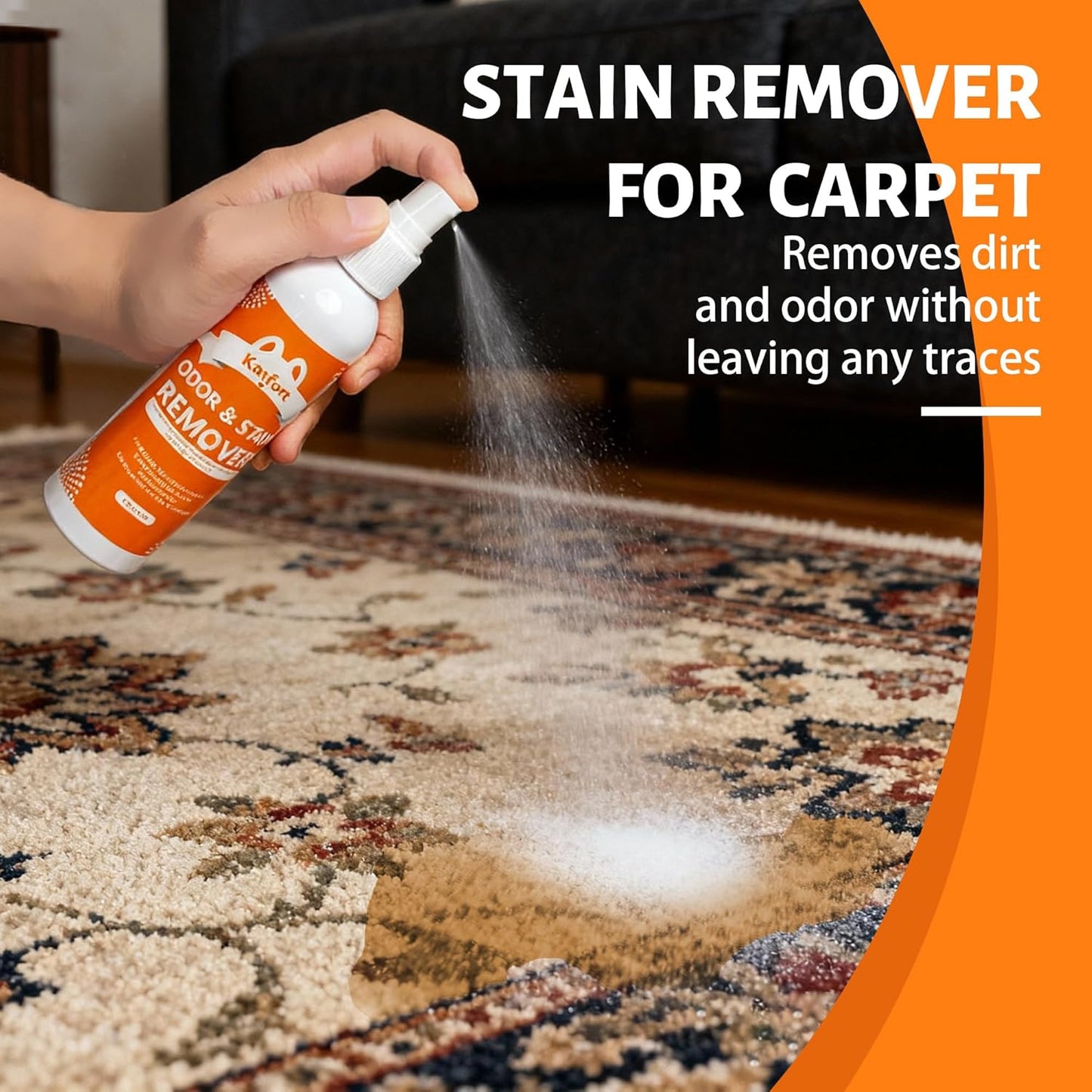 Pet Urine Odor Eliminator Spray, Stain & Strong Odor Eliminator -Designed for hard surface furniture, Carpet Stain Remover for Cat, Dog,Furniture, Beds