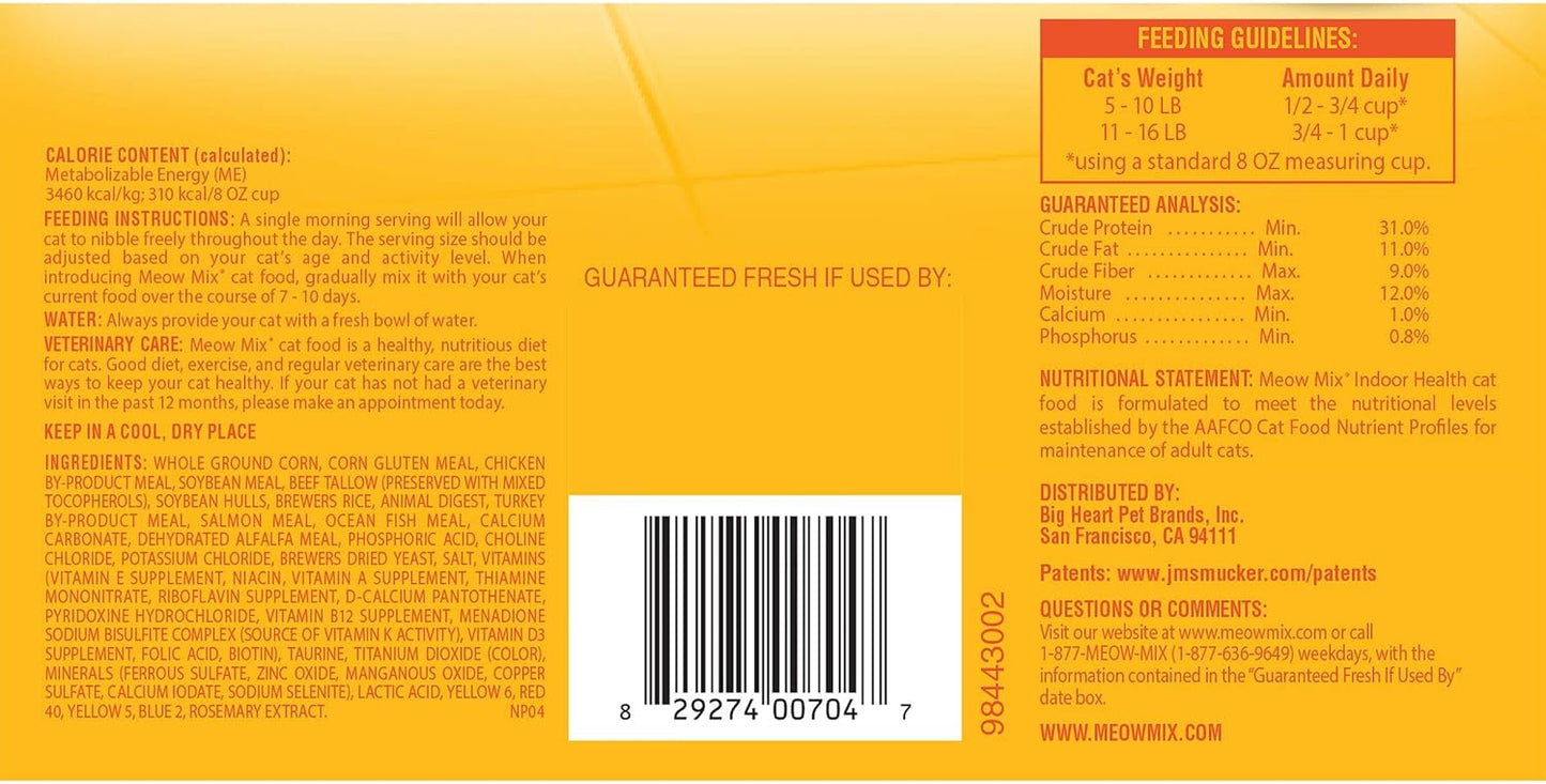 Meow Mix Indoor Formula Dry Cat Food, 3.15 Pound Bag (Pack of 4)