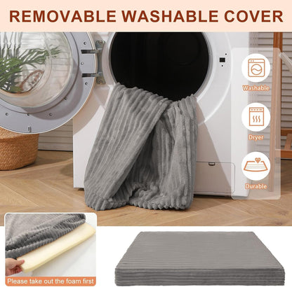 BEAUTYZOO Waterproof Dog Bed Cover Replacement Washable, Soft Plush Dog Bed Covers Removable with Zipper, Antislip Noiseless Ped Hair Pee Resistant Bedding Liner for Puppy Cat, 36x23inch, Grey L