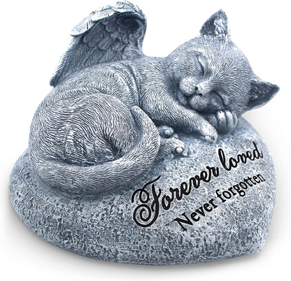 Orchid Valley Sleeping Cat Garden Statue - Pet Memorial Stone - Grave Marker - Beautifully Packaged Memorial Gift, Headstones for Cats or Thoughtful Sympathy Gift
