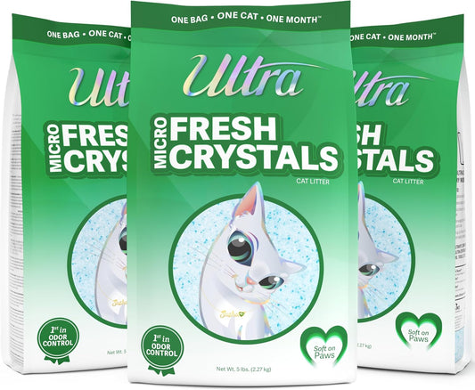 Ultra Fresh Scented Micro Crystals Premium Cat Litter - 99.9% Dust Free, Soft on Paws - 15 Lbs. Total (3pk of 5 Lbs.)