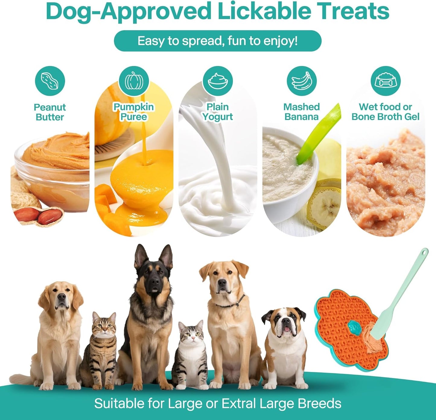 2 in 1 Lick Mat for Crate Training, Dog Slow Feeder Anxiety Relief Enrichment Pad with Suction Cups, Dishwasher Safe, BPA-Free Silicone for Small & Medium Dogs, 1 Pack