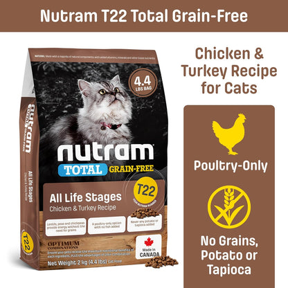 T22 Grain-Free Cat Food – Chicken & Turkey Dry Kibble | Holistic andHigh Protein, Urinary Support, Clean Nutrition for Adult Cats & Kittens | Supports a Strong Immune System (4.4 Pounds)