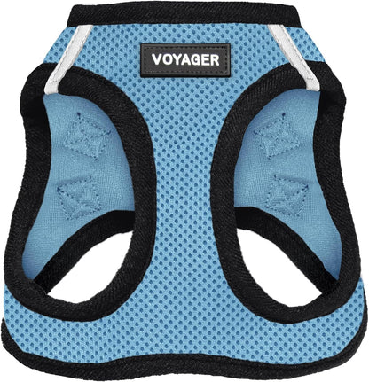 Best Pet Supplies Voyager Step-in Air Harness - All Weather Mesh, Reflective, No Pull Harness for Dogs, Cats - Secure with Hook & Loop Fastener, Buckle, Double D-Rings - Baby Blue/Black Trim, XS