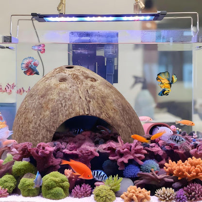 Hamiledyi 5 Pcs Reptile Plants Terrarium Hanging Fake Plant Leaves and 7 Pcs Reptile Hideouts Natural Coconut Shells Hut Leopard Gecko for Hermit Crab Hide Cave Small Snake Tarantulas Lizard Chameleon