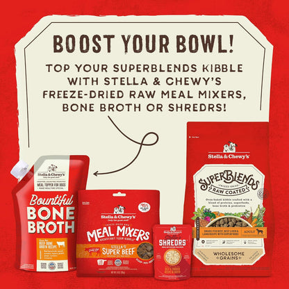 Stella & Chewy's SuperBlends Raw Coated Wholesome Grains Grass-Fed Beef, Beef Liver & Lamb Recipe with Superfoods, 3.5 lb. Bag