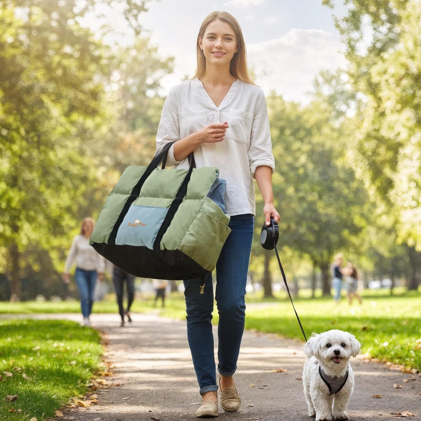 Dog Car Seat for Small Dogs: Doggy Seats Bed for Car Waterproof with Safety Leash - Pet Carseat Doggie Carriers with Storage Pockets, Hair Proof, Light Green