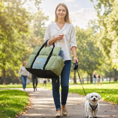 Dog Car Seat for Small Dogs: Doggy Seats Bed for Car Waterproof with Safety Leash - Pet Carseat Doggie Carriers with Storage Pockets, Hair Proof, Light Green