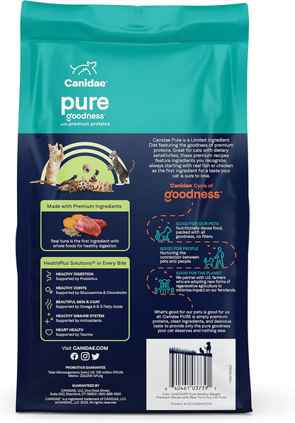 Canidae Pure Healthy Weight Limited Ingredient Premium Dry Cat Food, Real Tuna Recipe, 5 lbs, Grain Free
