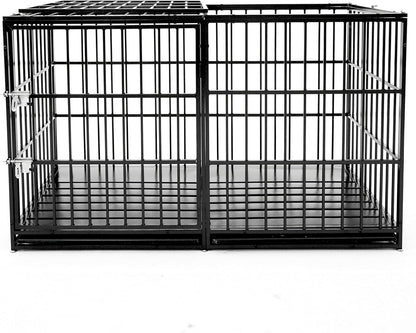 GDFStudio 61 Inch Extra Large Dog Crate with Mat, Heavy-Duty Carbon Steel XL Dog Cage Kennel with Removable Tray and Double Door, Indestructible Escape-Proof Large Dog Crate for Indoor Outdoor, Black
