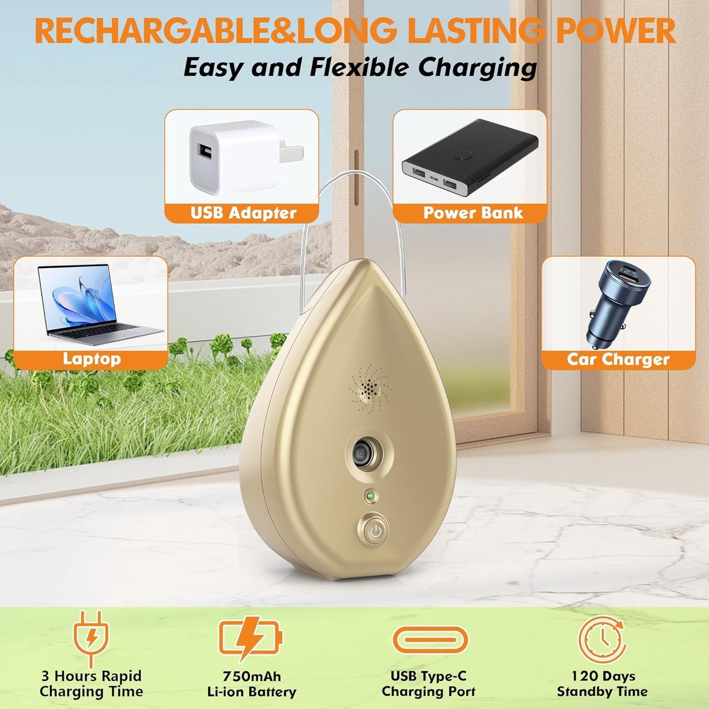 Anti Barking Device for Dogs Bark Box, Rechargeable Ultrasonic Barking Deterrent Devices with 3 Modes/Irregular Ultrasound Frequency/Automatically Electronic Dog Whistle Neighbors Dog Silencer(Gold)