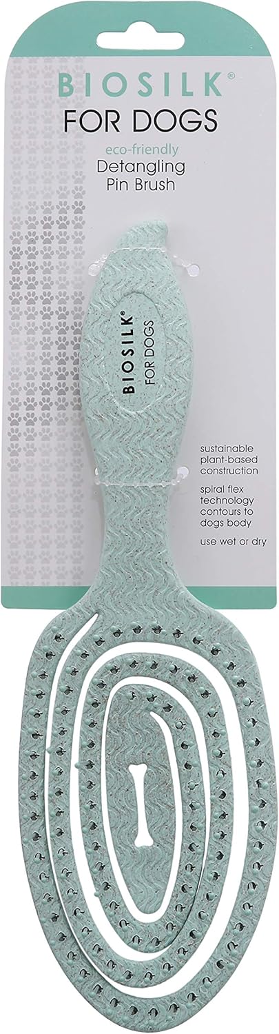 BioSilk for Pets Eco-Friendly Detangling Pin Brush for Dogs in Mint Green | Easy to Hold Ergonomic Handle Dog Brushes, Wet or Dry Dog Hair Brush, Light Blue (FF12806),Gray/Black