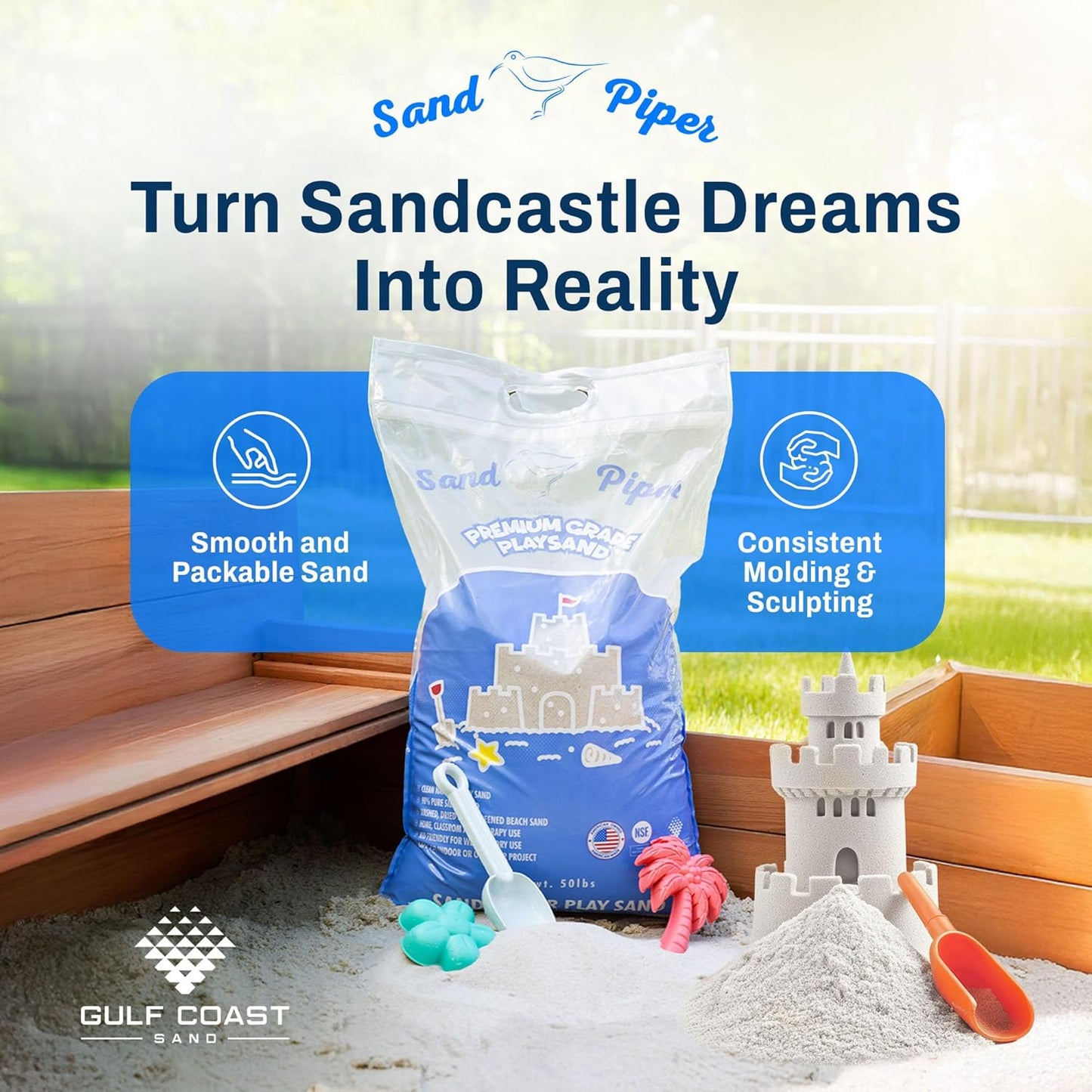 SandPiper 50 Pound Premium Grade Multi-Use Play Sand with Chemical Free Formula for Sandboxes, Pet Areas, Pavers, and Walking Stones, 2 Pack