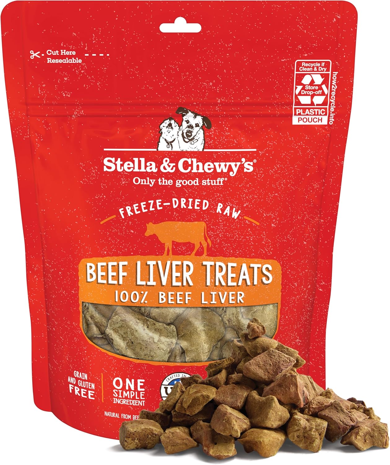 Stella & Chewy's Freeze-Dried Raw Beef Liver Dog Treats - Single Ingredient, No Additives - Premium Training Treats - Perfect For Picky Eaters - 3oz Bag