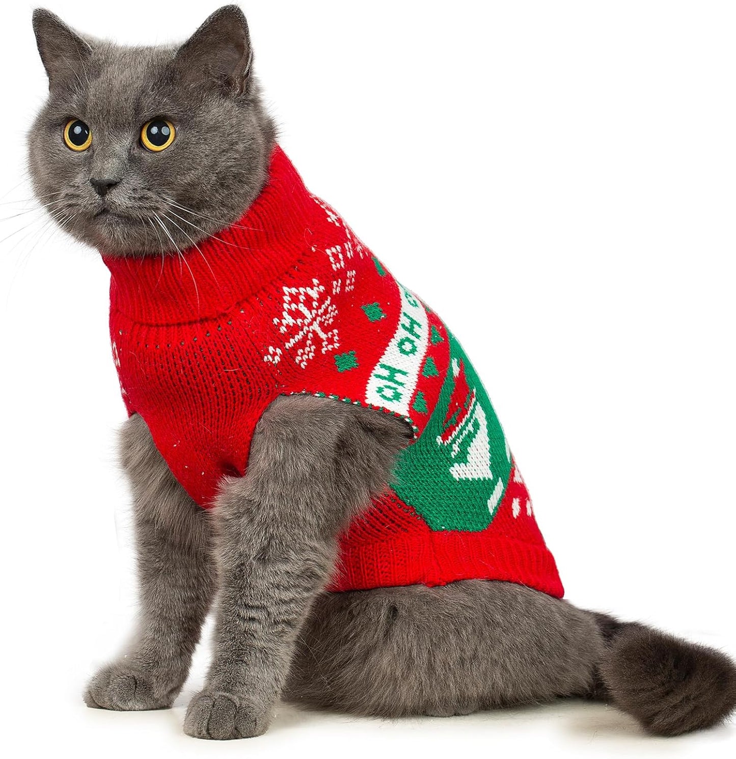 Stretchy Cat Christmas Sweater - 2 Packs Christmas Sweaters for Cats | Snug Winter-Ready Knit for Boy/Girl Cats & Kittens(Scarlet, Small)