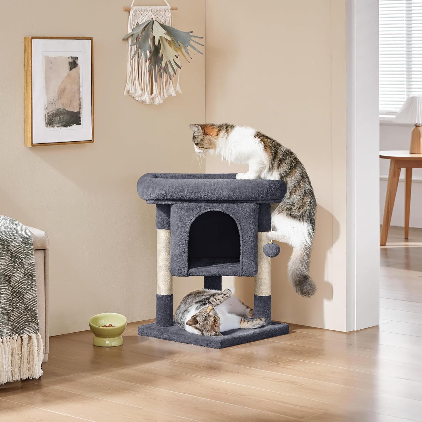 Yaheetech 23.5in Cat Tree Tower, Cat Condo with Sisal-Covered Scratching Posts, Cat House Activity Center Furniture for Kittens, Cats and Pets - Dark Gray