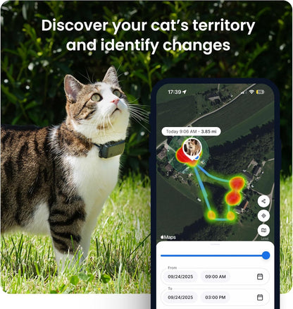 Tractive Smart Cat GPS Tracker | Real-Time Location & Wellness Monitoring for Cats 6.5 lbs+ | Territory & Location History | Up to 5-Day Battery | Breakaway Collar Included (Dark Blue)