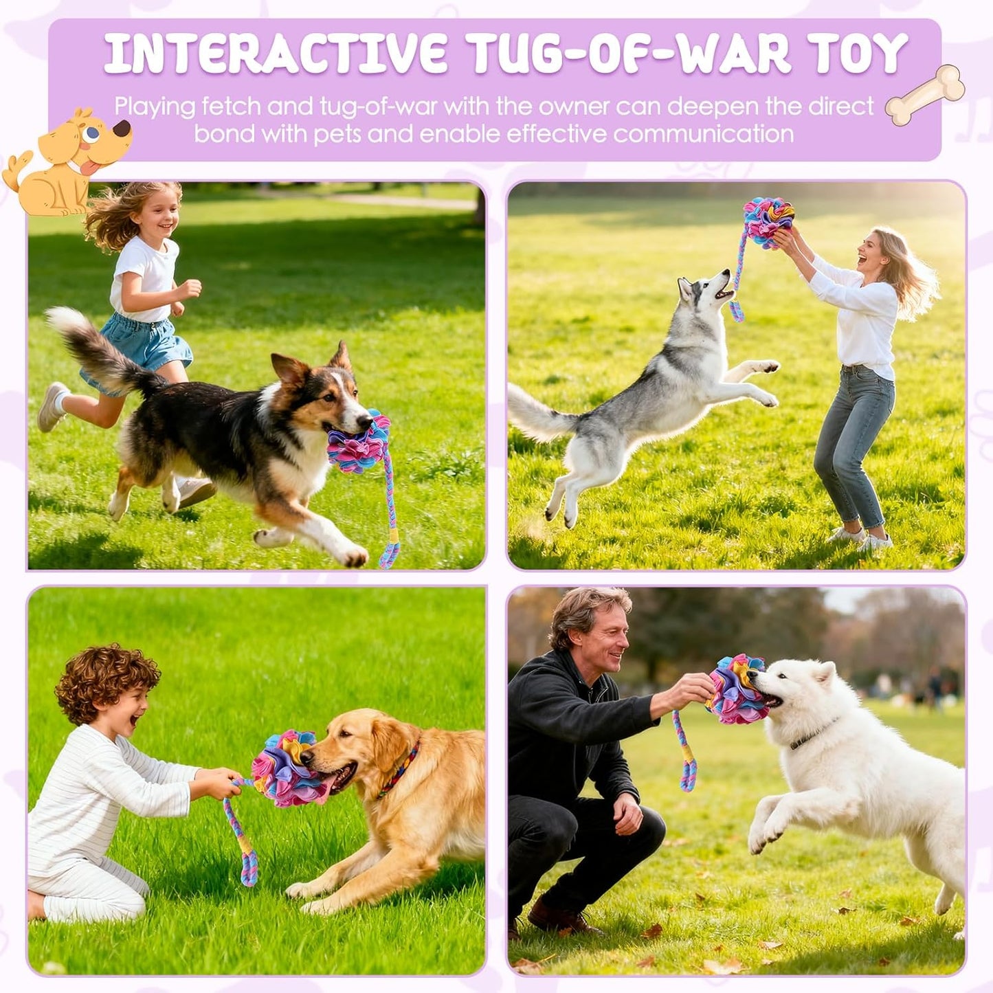 Snuffle Ball Dog Rope Toy, Tug of War Rope Toys for Small Medium Dogs, Interactive Dog Chew Toys Puppy Training Pull Toy for Exercise & Interactive Play Games (Halloween)