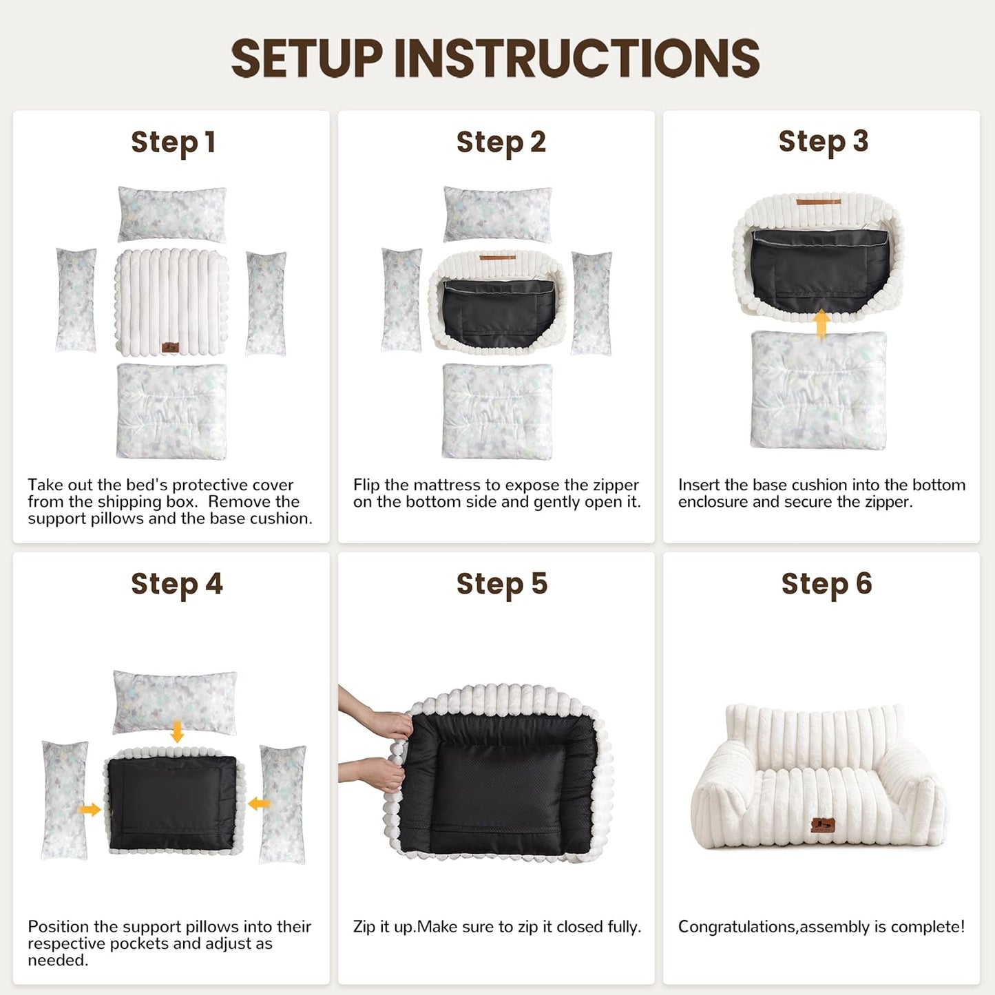 Cat Couch for Pets, Cute Small Dog Couch Bed with Cozy Soft Faux Rabbit Fur for Small Dogs, Fuzzy Dog Couch for Indoor Cats, Supportive Pet Sofa with Removable Washable Cover, Cream, 30"